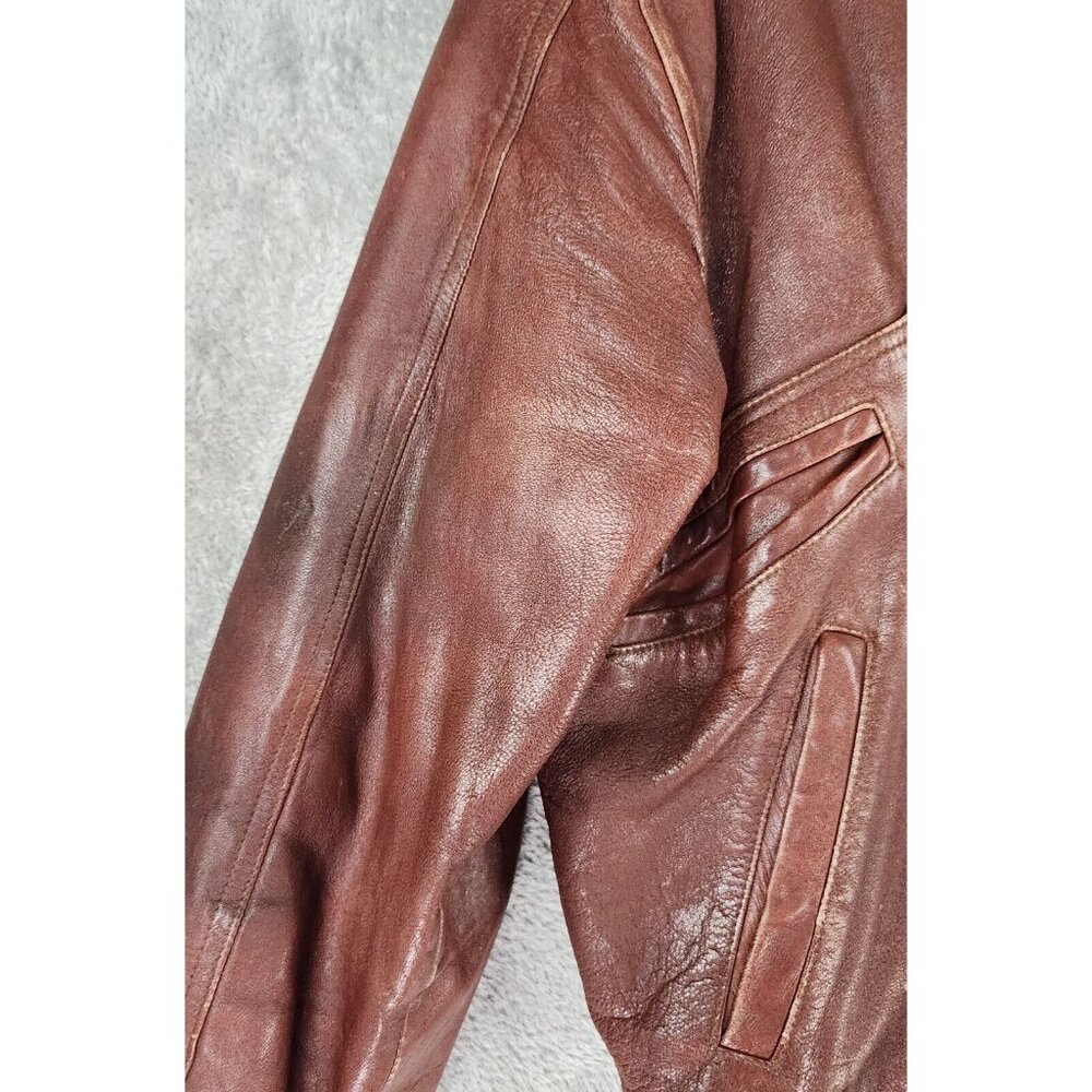 Telegraph by Cooper Leather Jacket Mens Size 40 Brown Full Zip Vintage Bomber - Picture 13 of 16